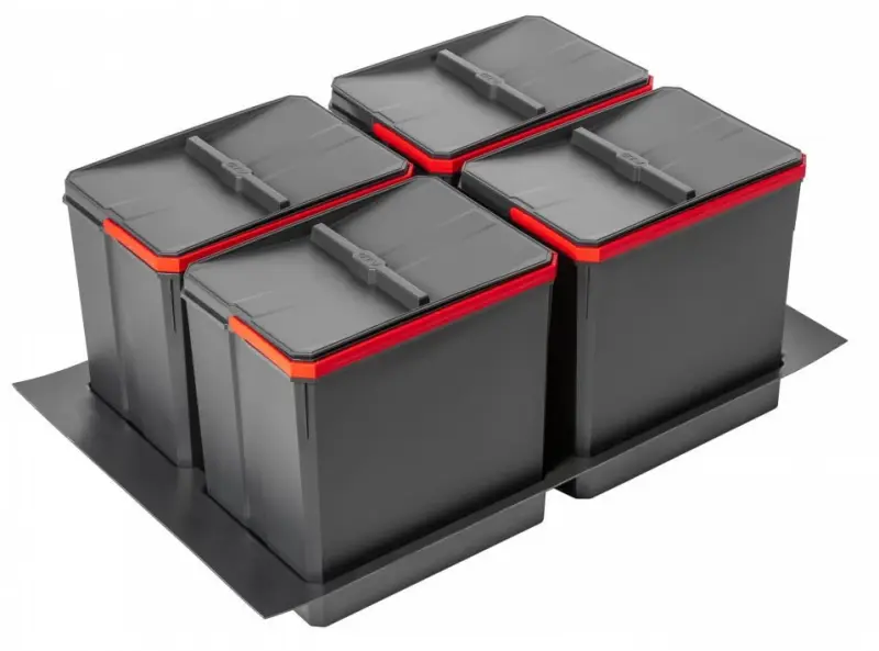 Garbi Basket B-90-4 sorteerafvalsysteem voor lade van 90 cm inclusief houder en 4 x 15 liter afvalbakken 1208957479