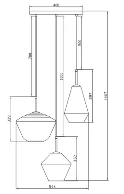 Decor Lime nowoczesna złota lampa wisząca o wysokości 1467 mm z 3 źródłami światła 7983