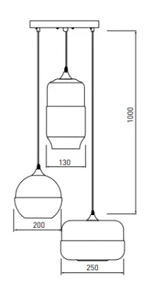 Decor Lender nowoczesna lampa wisząca z metalu i szkła z 3 źródłami światła 9270