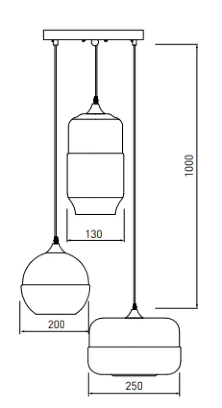 Decor Lender nowoczesna lampa wisząca z metalu i szkła z 3 źródłami światła 9270