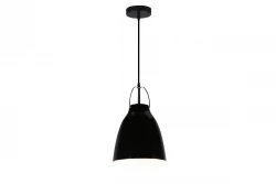 Decor Orient stożkowa metalowa lampa wisząca czarna z kontrastującym białym wnętrzem 4475