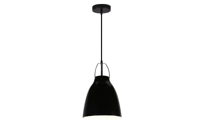 Decor Orient stożkowa metalowa lampa wisząca czarna z kontrastującym białym wnętrzem 4475