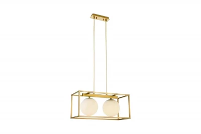 Dekoracyjna lampa wisząca Avelin ze złotą, prostokątną ramą, szerokość 45 cm, model 2232