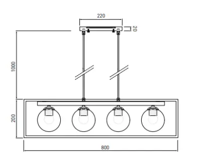 Decor Avelin lampa wisząca ze złotą prostokątną ramą szerokość 80 cm 2287