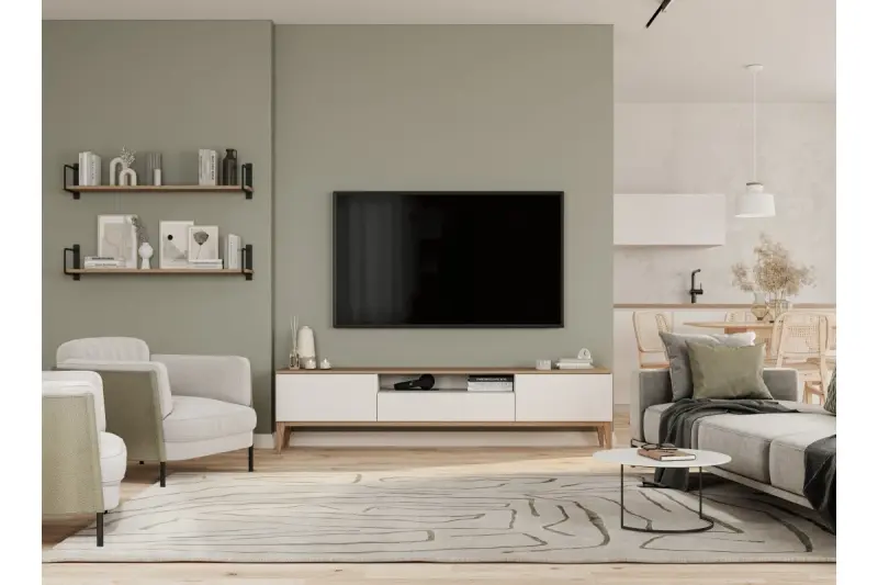 Decor Margus matowa biała metalowa lampa wisząca z drewnianym dodatkiem 3086