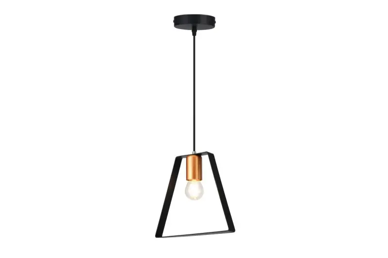 Dekoracyjna lampa wisząca Oxalis z czarną metalową ramą w geometrycznym kształcie, średnica 22 cm, model 3161