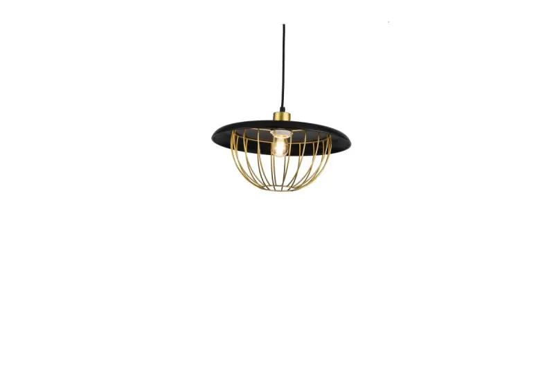 Decor Tulip nowoczesna lampa wisząca z czarną metalową ramą i złotą klatką z drutu 3444