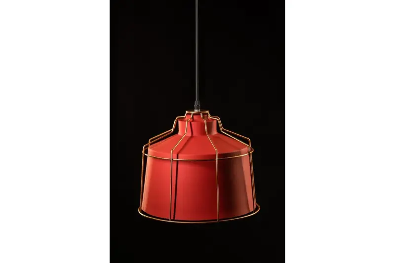 Decor Goa czerwona lampa wisząca z dekoracyjną złotą ramą 3536