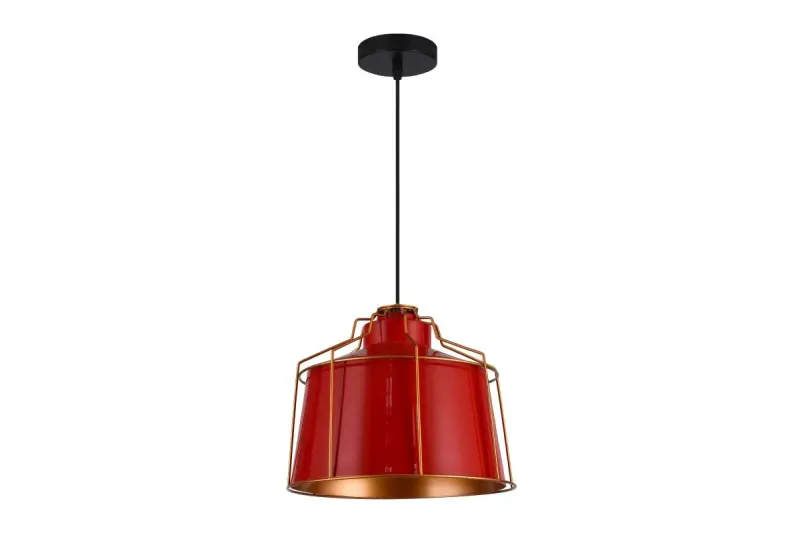 Decor Goa czerwona lampa wisząca z dekoracyjną złotą ramą 3536