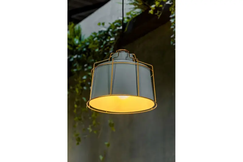 Decor Goa szara lampa wisząca z ozdobną złotą ramą 3550
