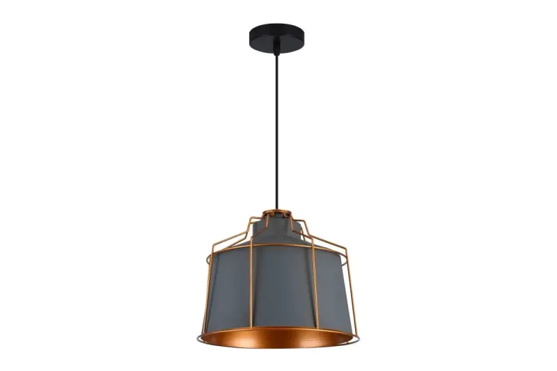 Decor Goa szara lampa wisząca z ozdobną złotą ramą 3550