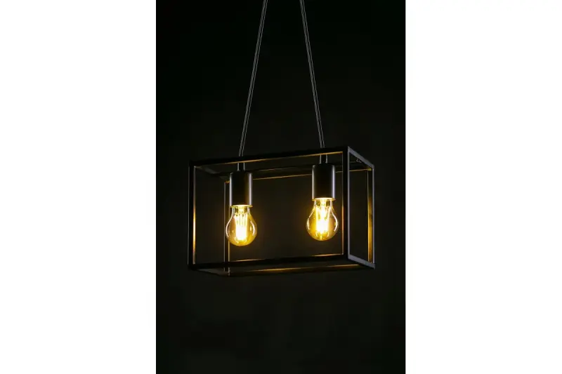 Decor Diu czarna geometryczna lampa wisząca z 2 źródłami światła, szerokość 30 cm 3628