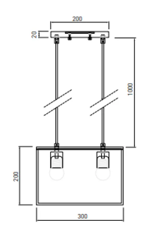 Decor Diu czarna geometryczna lampa wisząca z 2 źródłami światła, szerokość 30 cm 3628