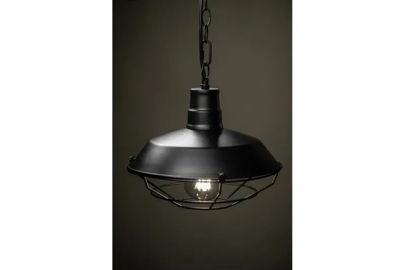 Decor Lars czarna lampa wisząca z industrialną czarną kratką, średnica 26 cm, model 2233