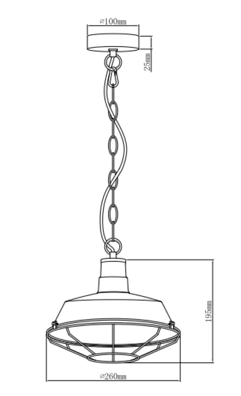 Decor Lars czarna lampa wisząca z industrialną czarną kratką, średnica 26 cm, model 2233