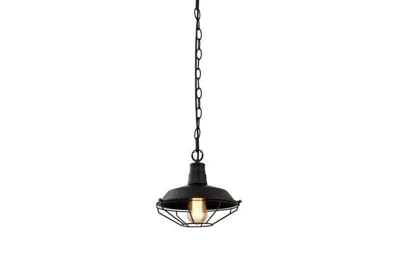 Decor Lars czarna lampa wisząca z industrialną czarną kratką, średnica 26 cm, model 2233