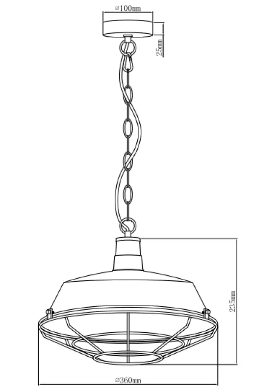 Decor Lars czarna lampa wisząca z industrialną czarną kratką, średnica 36 cm, 2295