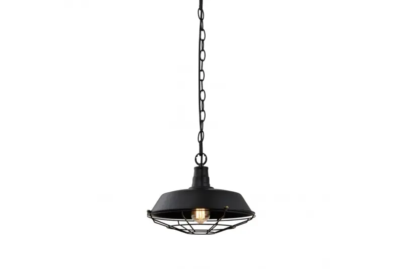 Decor Lars czarna lampa wisząca z industrialną czarną kratką, średnica 36 cm, 2295