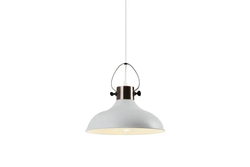Deco Mees biała metalowa lampa wisząca z mocowaniem na klosz w kształcie lampy naftowej 2332