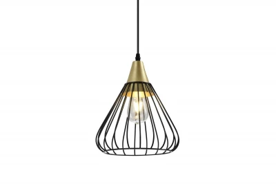 Dekor Tess czarna złota metalowa stożkowa lampa wisząca z drutu 2394