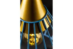 Dekor Tess niebieska metalowa stożkowa lampa wisząca z drutu 2578