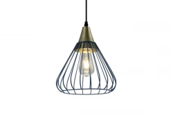 Dekor Tess niebieska metalowa stożkowa lampa wisząca z drutu 2578