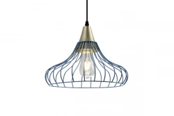 Dekoracyjna niebieska stożkowa vintage lampa wisząca z drutu Lotte 2660