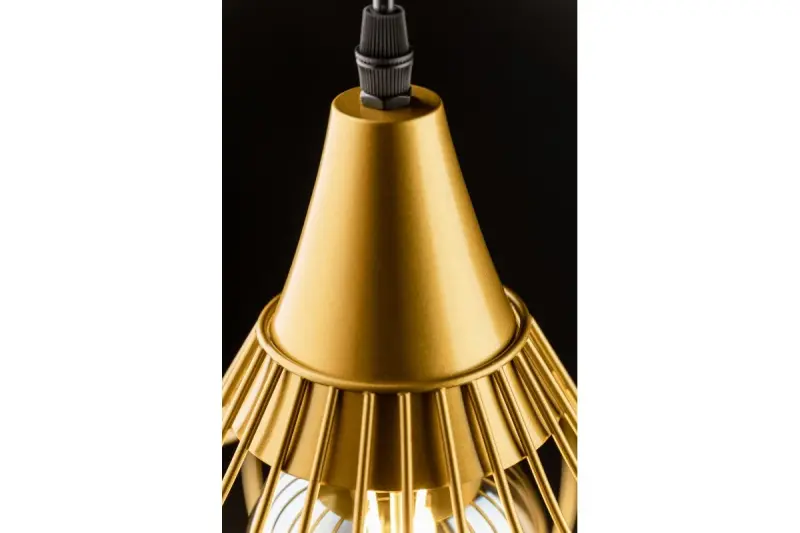 Decor Lotte złoty stożkowy vintage wisząca lampa druciana 2646
