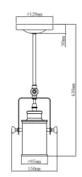 Decor Demir czarna lampa wisząca z 1 źródłem światła 3963