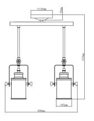 Decor Demir czarna lampa wisząca z 2 źródłami światła 3994