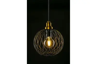 Decor Viela czarna metalowa wisząca lampa druciana, kulista, średnica 25 cm 6972