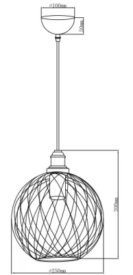 Decor Viela czarna metalowa wisząca lampa druciana, kulista, średnica 25 cm 6972