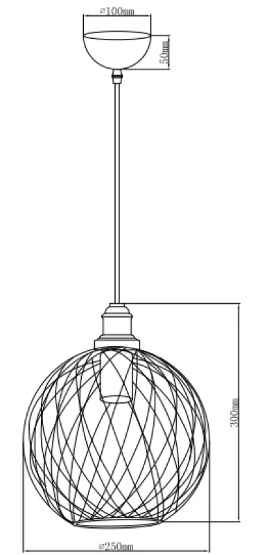 Decor Viela czarna metalowa wisząca lampa druciana, kulista, średnica 25 cm 6972