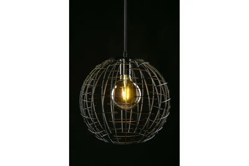 Decor Viela czarno-złota druciana metalowa lampa wisząca kulista, średnica 35 cm, 6996