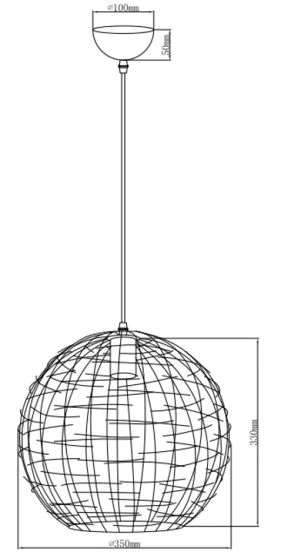 Decor Viela czarno-złota druciana metalowa lampa wisząca kulista, średnica 35 cm, 6996