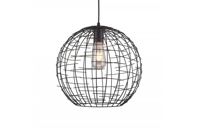 Decor Viela czarno-złota druciana metalowa lampa wisząca kulista, średnica 35 cm, 6996
