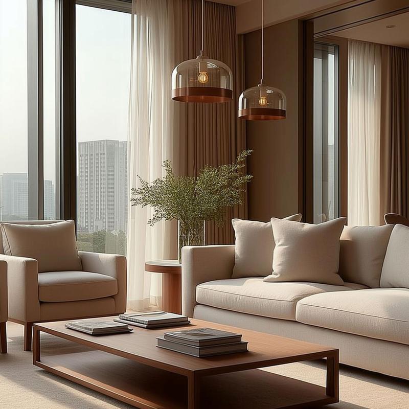 Decor Lati cylindryczna bursztynowa lampa wisząca ze szkła, średnica 23,5 cm 7146