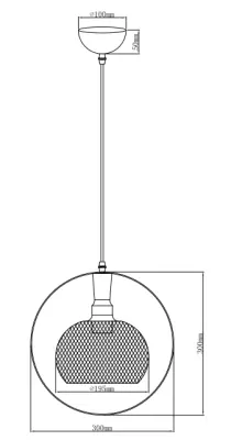 Dekoracyjna lampa wisząca Xalis z czarnym kloszem z drutu i metalową krawędzią, średnica 19,5 cm 7214
