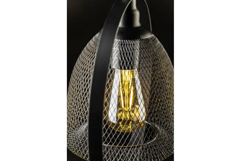 Lampa wisząca Decor Xalis z czarnym kloszem drucianym i metalową ramką, średnica 18,5 cm, 7320