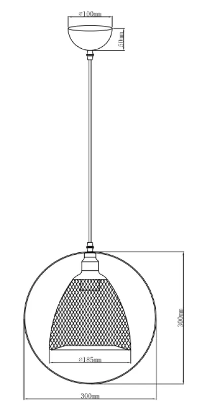 Lampa wisząca Decor Xalis z czarnym kloszem drucianym i metalową ramką, średnica 18,5 cm, 7320