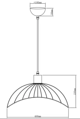 Deco Reto vintage czarna druciana lampa wisząca, średnica 40 cm, 4137