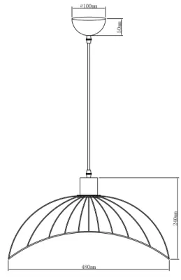 Decor Reto vintage czarna wisząca lampa druciana, średnica 50 cm, model 4151