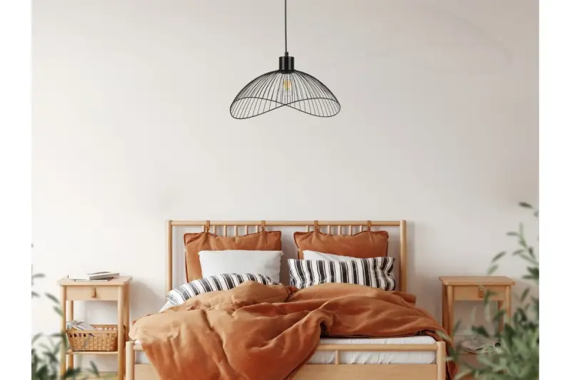 Decor Reto vintage czarna wisząca lampa druciana, średnica 50 cm, model 4151