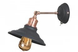 Decor Loret regulowana czarna lampa ścienna z przełącznikiem o średnicy 20 cm 7901