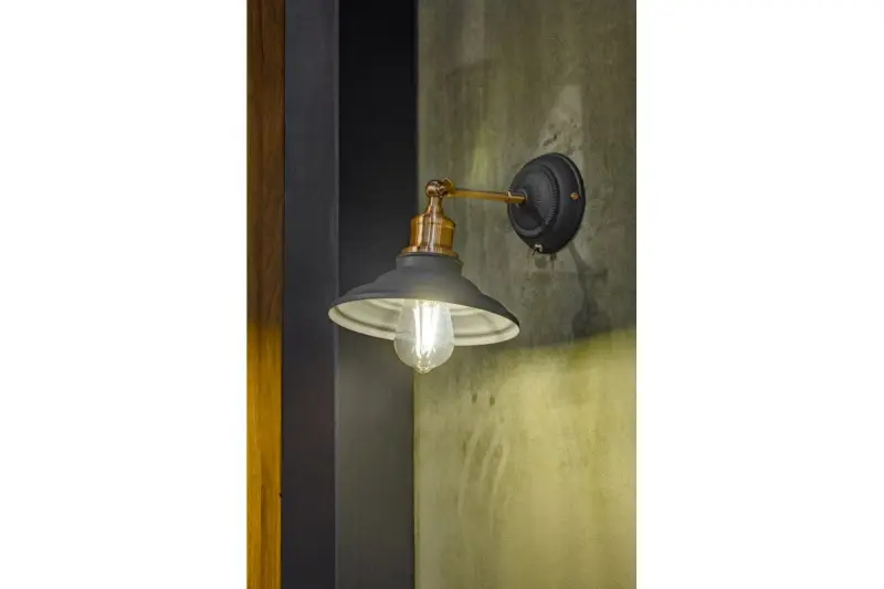 Decor Loret regulowana czarna lampa ścienna z przełącznikiem o średnicy 20 cm 7901