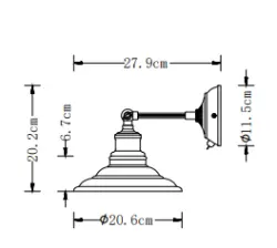 Decor Loret regulowana szara lampa ścienna z włącznikiem, średnica 20 cm, model 8229