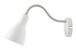 Biała ścienka Decor Etore z metalowym ramieniem o średnicy 11 cm z 1952 roku