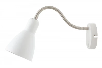 Biała ścienka Decor Etore z metalowym ramieniem o średnicy 11 cm z 1952 roku