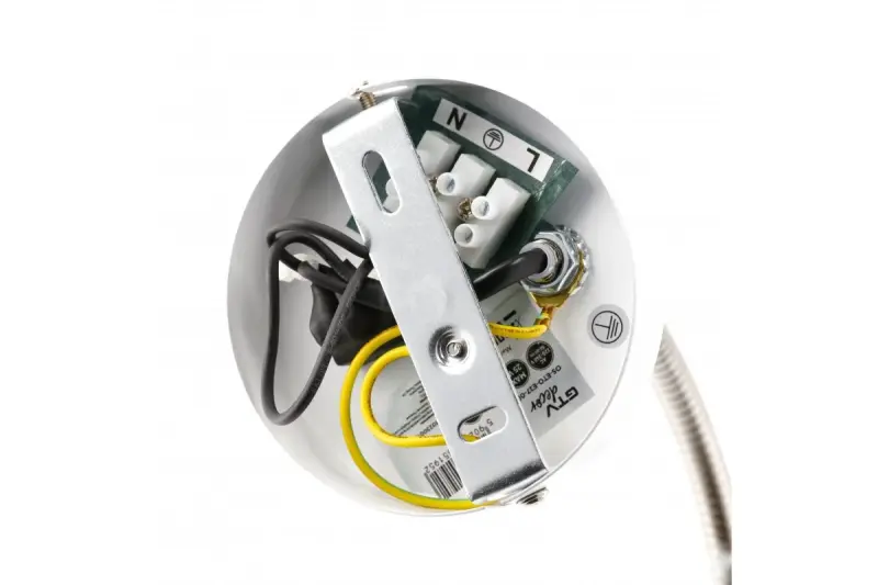 Biała ścienka Decor Etore z metalowym ramieniem o średnicy 11 cm z 1952 roku