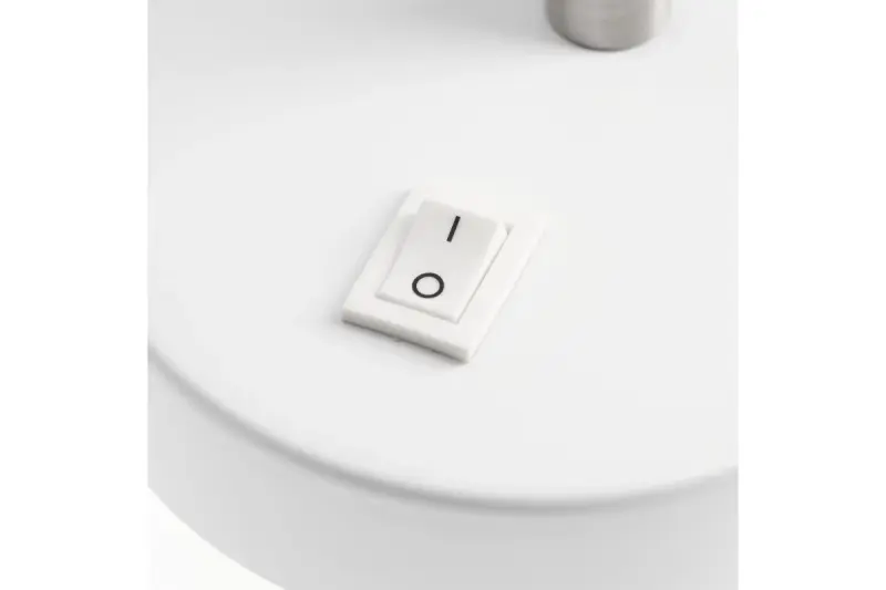 Biała ścienka Decor Etore z metalowym ramieniem o średnicy 11 cm z 1952 roku